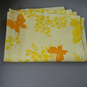 VTG Montgomery Ward Top Sheet Bedding TWIN Yellow Butterfly Fairy Retro Cottage